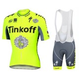 Acheter Equipement 2017 Tenue Maillot Cyclisme Courte + Cuissard à Bretelles Tinkoff Race Equipe