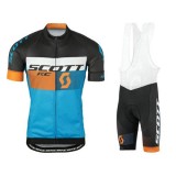 Equipement 2017 Tenue Maillot Cyclisme Courte + Cuissard à Bretelles Scott RC Noir-Jaune-Bleu Personnalisé