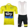 Vente Privee Tenue Maillot Cyclisme Courte + Cuissard à Bretelles Sky Jaune